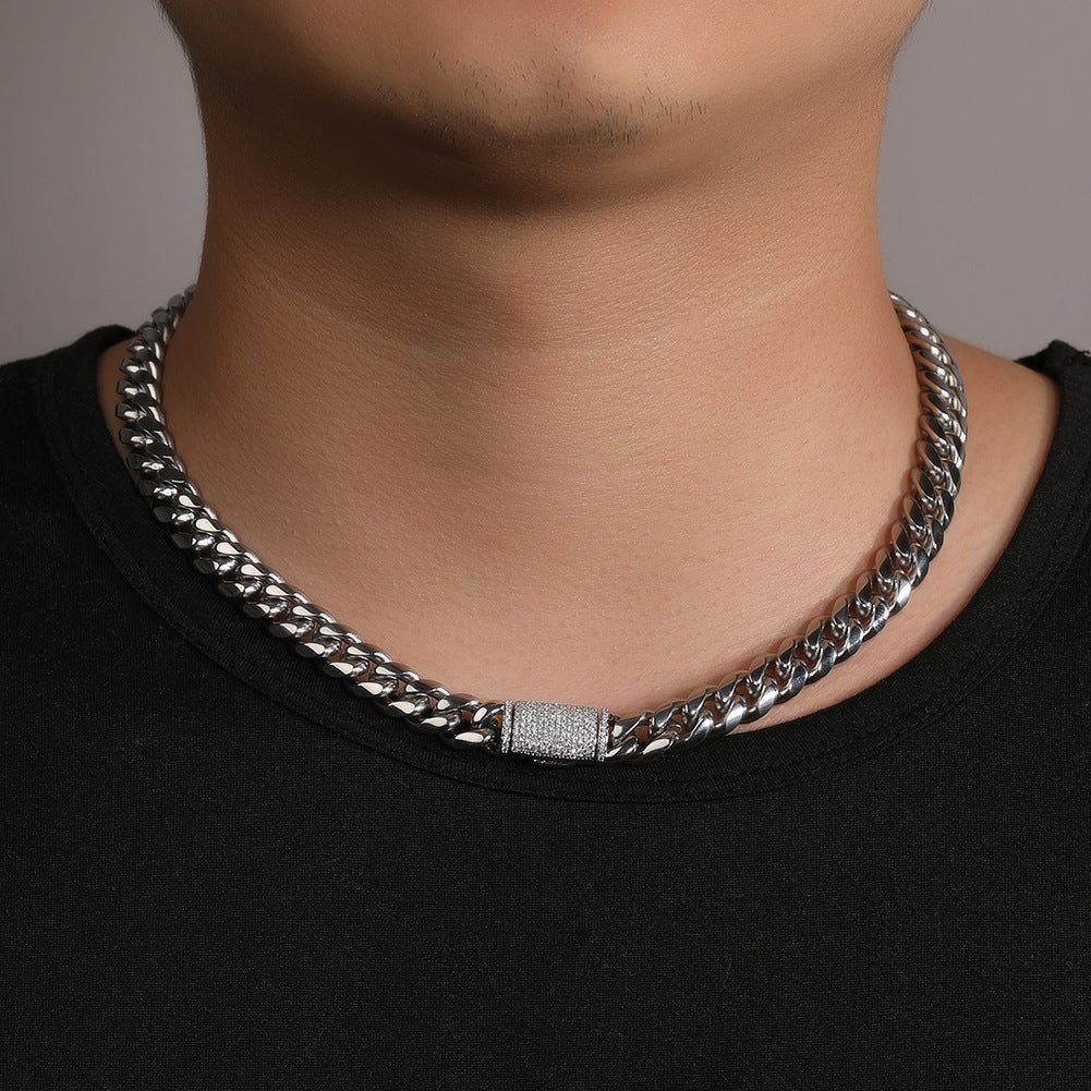 Hip-hop zircon stainless steel zircon necklace