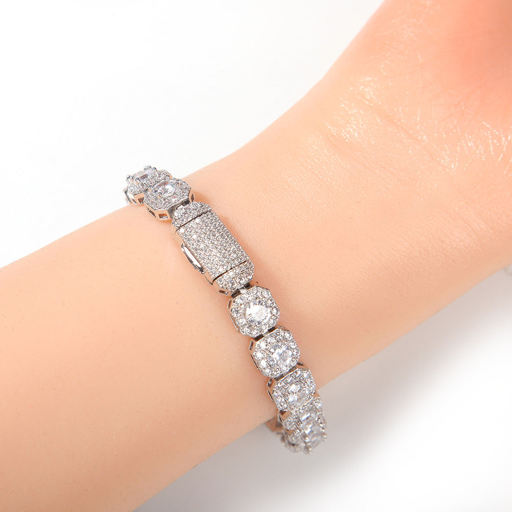 Hip-hop 9mm zircon-encrusted rock candy bracelet