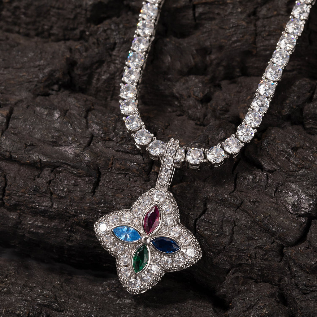 Cubic Zirconia Colorful Four-Leaf Clover Pendant
