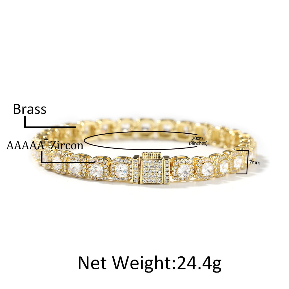 Iced Out Tennis Chain Cubic Zirconia CZ Hip Hop Necklace