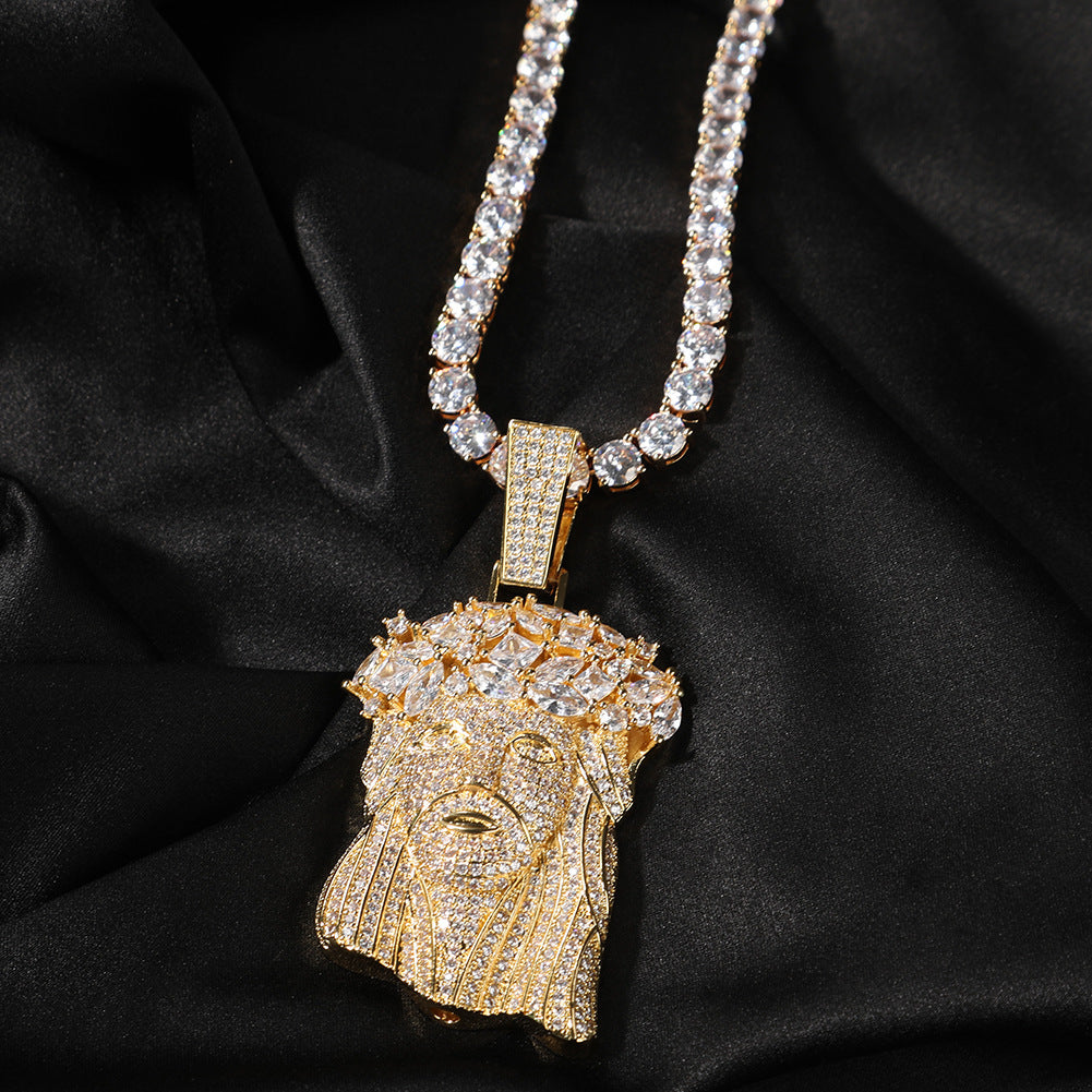 Hip Hop  Iced Out CZ Jesus Piece Pendant Necklace