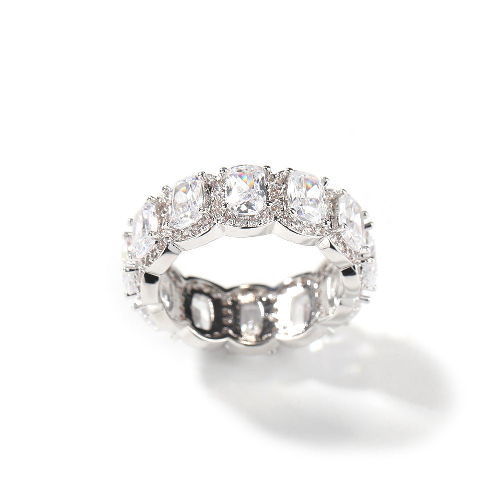 Cool and handsome men's hip-hop diamond-encrusted five-piece ring set