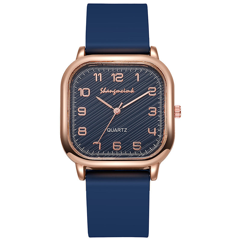 Fashionable quartz women's watch with silicone strap