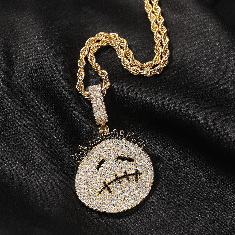 Hip-hop cartoon zircon spiky-head avatar necklace