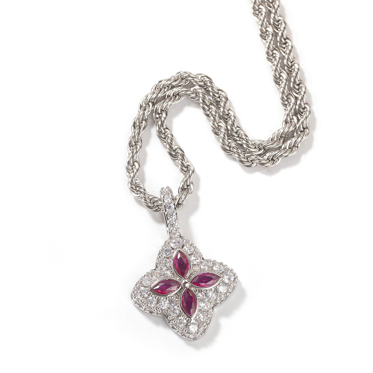 Cubic Zirconia Colorful Four-Leaf Clover Pendant