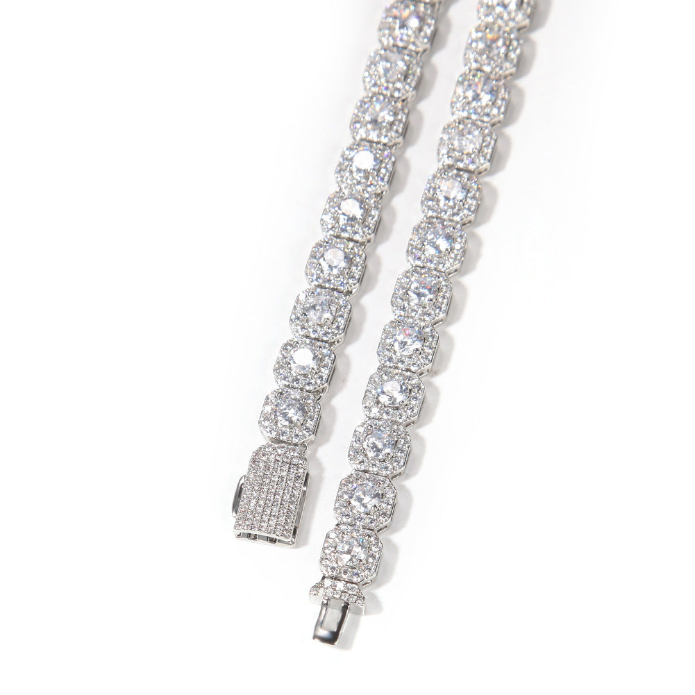 Hip-hop 9mm square rock candy zircon bracelet