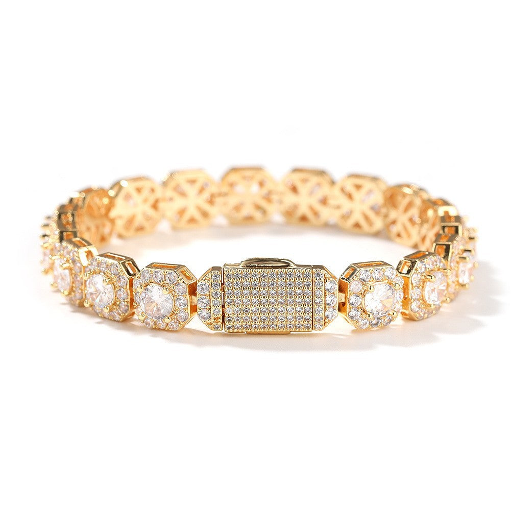 Hip-hop 9mm zircon-encrusted rock candy bracelet