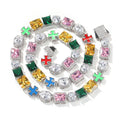 Hip-hop necklace with colorful zircon inlays and a square cross