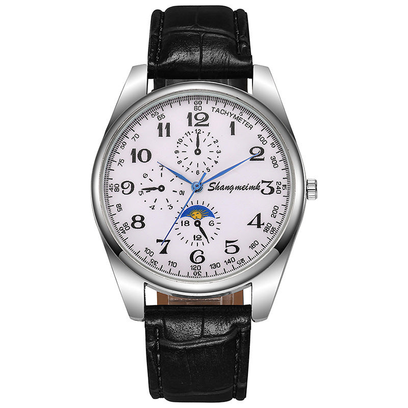 Leather strap quartz business watches