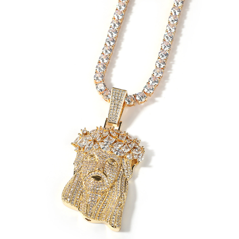 Hip Hop  Iced Out CZ Jesus Piece Pendant Necklace