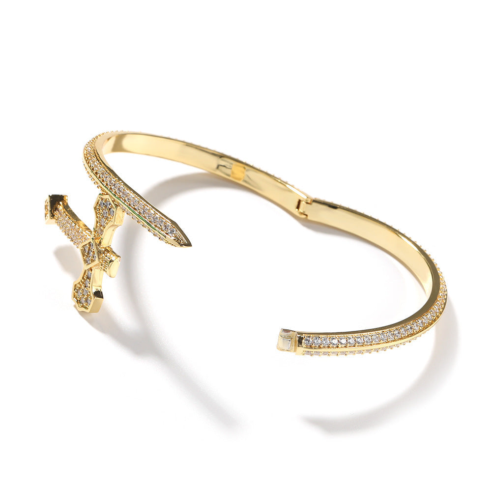 Hip-hop full-diamond justice sword bracelet inlaid with zircon