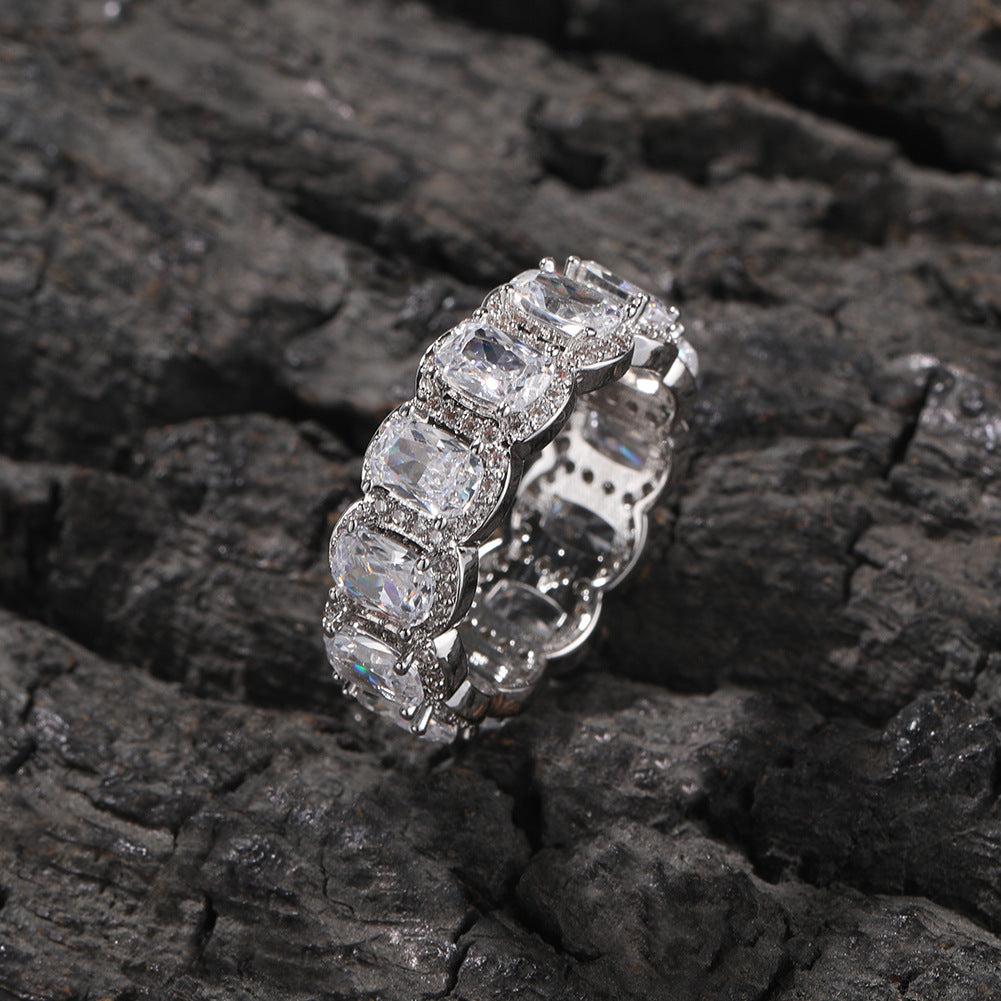 Cool and handsome men's hip-hop diamond-encrusted five-piece ring set