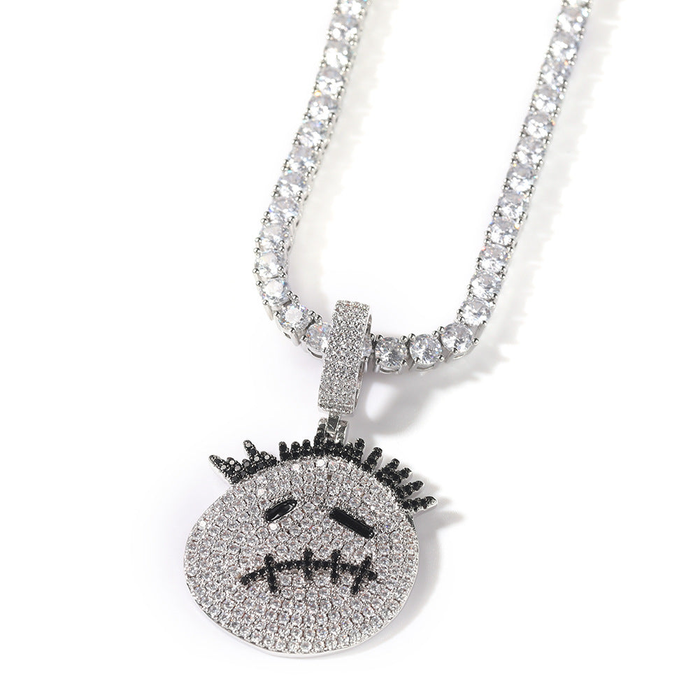 Hip-hop cartoon zircon spiky-head avatar necklace
