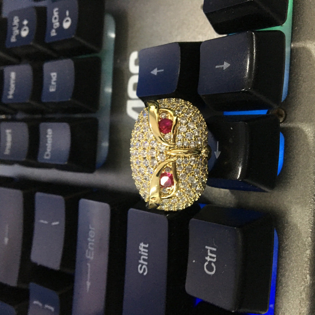 Hip-hop creative owl zircon-encrusted ring